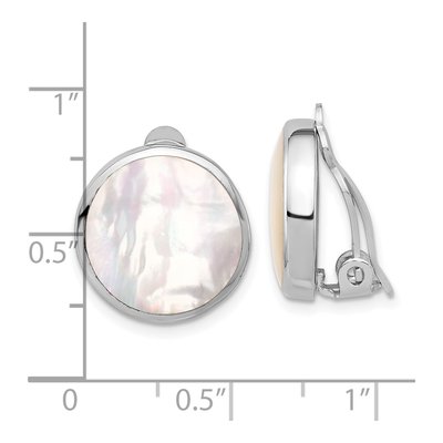 Sterling Silver Round Mother of Pearl Non-Pierced Stud Earrings – view 4