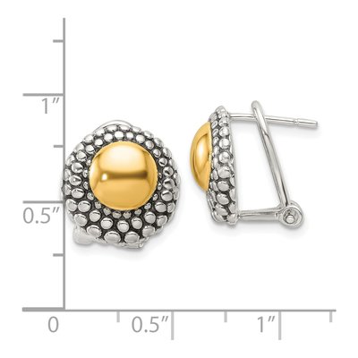 Sterling Silver Antiqued Circle Earrings, Omega Back – view 5