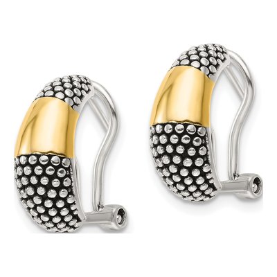 Sterling Silver Gold-tone J-Hoop Omega Back Earrings – view 3