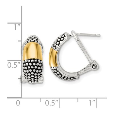 Sterling Silver Gold-tone J-Hoop Omega Back Earrings – view 5