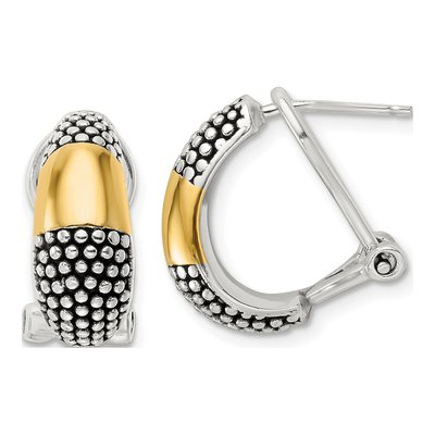 Sterling Silver 16mm J- Omega Back Hoop Earrings