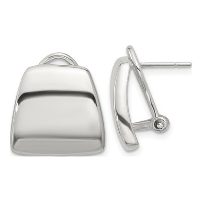 Sterling Silver Omega Back Button Stud Earrings