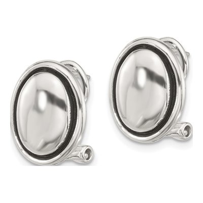 Sterling Silver Antiqued Oval Omega Back Stud Earrings – view 3