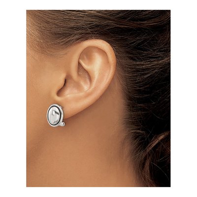 Sterling Silver Antiqued Oval Omega Back Stud Earrings – view 4