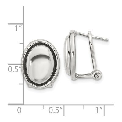 Sterling Silver Antiqued Oval Omega Back Stud Earrings – view 5