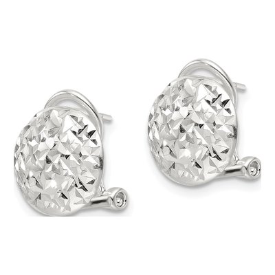 Sterling Silver Diamond-Cut Circle Omega Stud Earrings – view 3