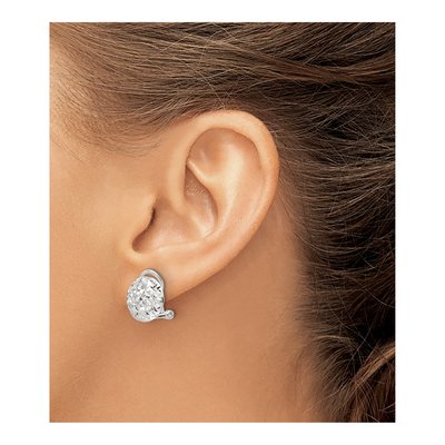 Sterling Silver Diamond-Cut Circle Omega Stud Earrings – view 4