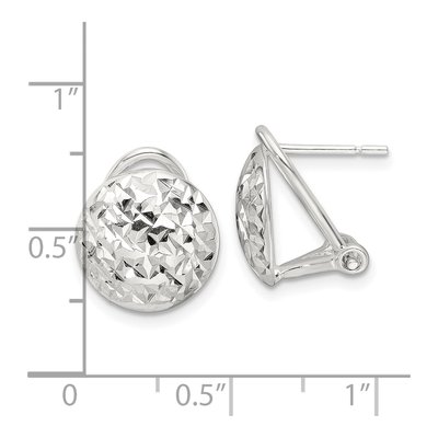 Sterling Silver Diamond-Cut Circle Omega Stud Earrings – view 5