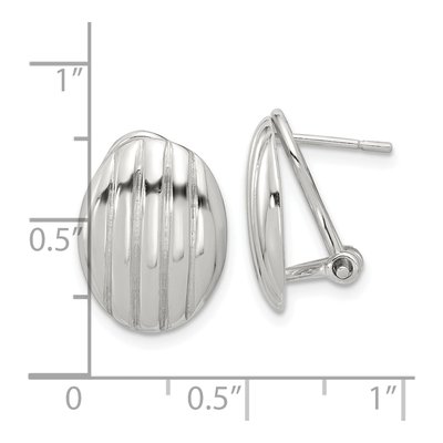 Sterling Silver Striped Oval Omega Back Stud Earrings – view 5