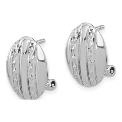 Sterling Silver Textured Oval Omega Stud Earrings – view 3