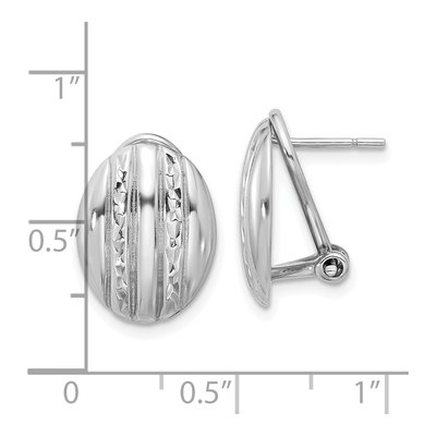 Sterling Silver Textured Oval Omega Stud Earrings – view 5
