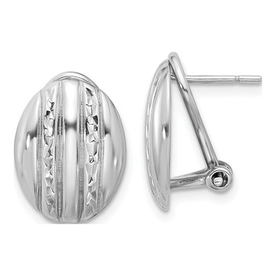 Sterling Silver Textured Oval Omega Stud Earrings