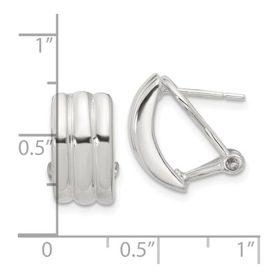 Sterling Silver Striped Omega Back Stud Earrings – view 5