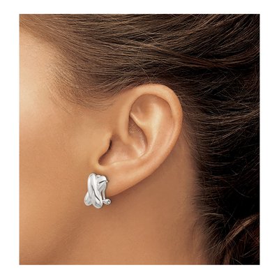 Sterling Silver Design Omega Back Stud Earrings – view 4