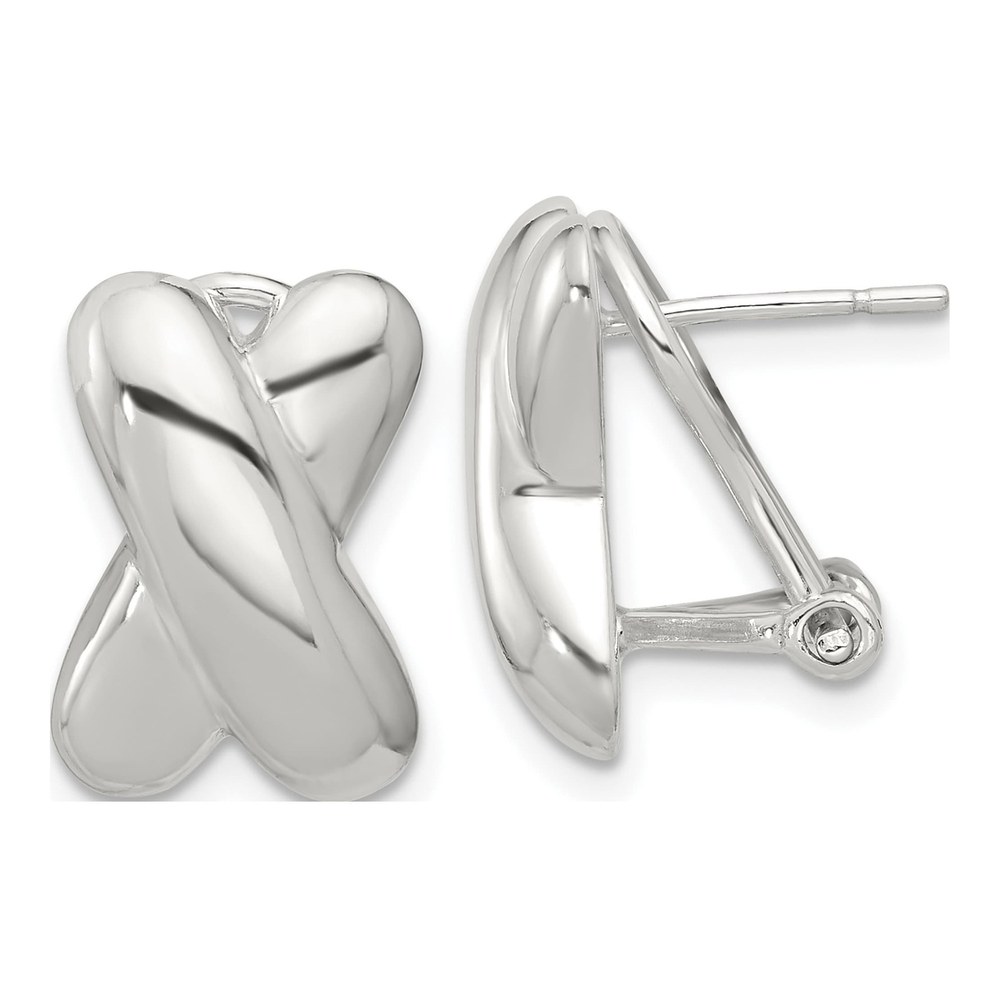 Sterling Silver Design Omega Back Stud Earrings