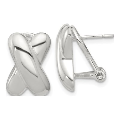 Sterling Silver Design Omega Back Stud Earrings