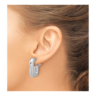 Sterling Silver 28mm J- Hoop Earrings – view 4
