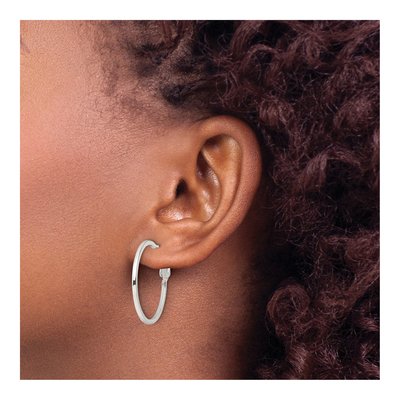 Sterling Silver 30mm Round Hoop Earrings – view 4