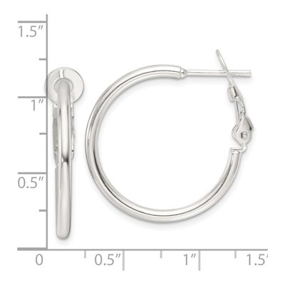 Sterling Silver 25mm Omega Back Round Hoop Earrings – view 5