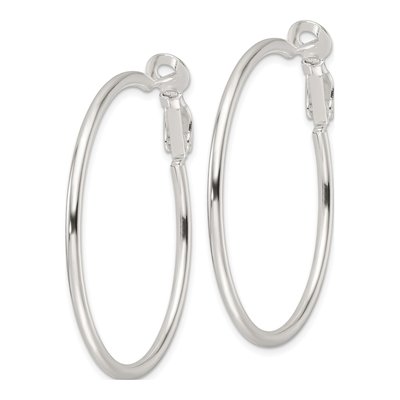 Sterling Silver 41mm Omega Back Round Hoop Earrings – view 3