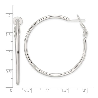 Sterling Silver 41mm Omega Back Round Hoop Earrings – view 5