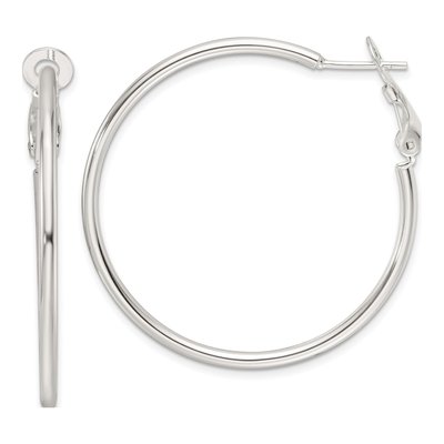 Sterling Silver 41mm Omega Back Round Hoop Earrings