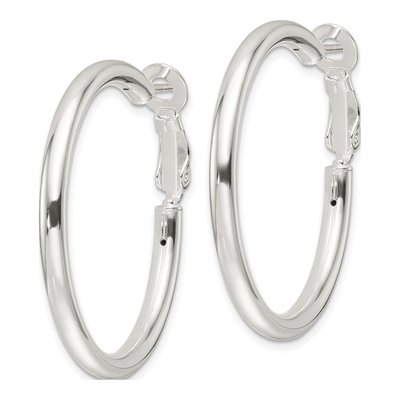 Sterling Silver 36mm Round Hoop Earrings – view 3