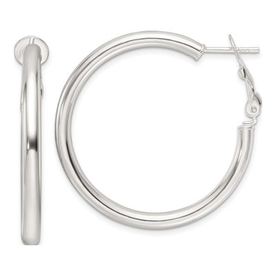 Sterling Silver 36mm Round Hoop Earrings