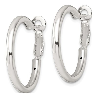 Sterling Silver 30mm Omega Back Hoop Earrings – view 3