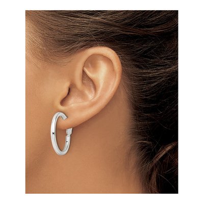 Sterling Silver 30mm Omega Back Hoop Earrings – view 4