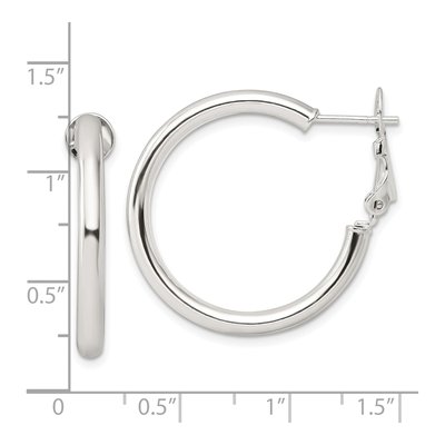 Sterling Silver 30mm Omega Back Hoop Earrings – view 5