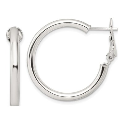 Sterling Silver 30mm Omega Back Hoop Earrings