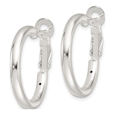 Sterling Silver 25mm Omega Back Hoop Earrings – view 3