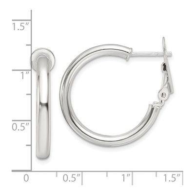 Sterling Silver 25mm Omega Back Hoop Earrings – view 5