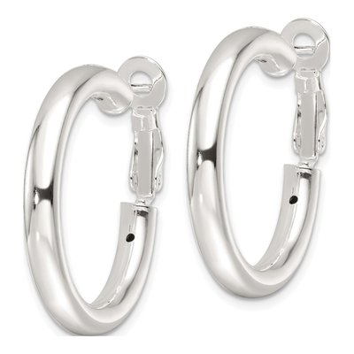 Sterling Silver 30mm Omega Back Hoop Earrings – view 3