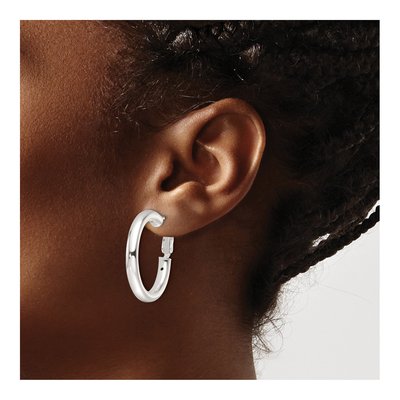 Sterling Silver 30mm Omega Back Hoop Earrings – view 4