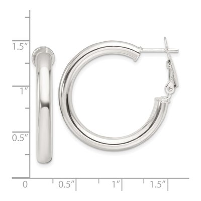 Sterling Silver 30mm Omega Back Hoop Earrings – view 5