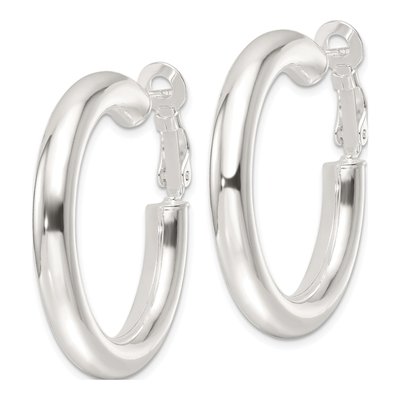 Sterling Silver 35mm Omega Back Hoop Earrings – view 3