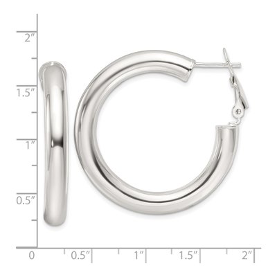 Sterling Silver 35mm Omega Back Hoop Earrings – view 5