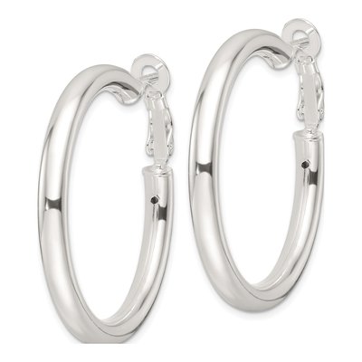 Sterling Silver 40mm Omega Back Hoop Earrings – view 3