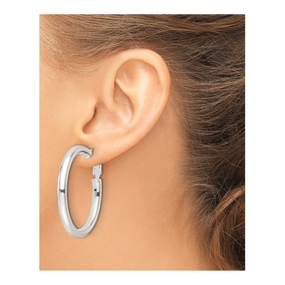 Sterling Silver 40mm Omega Back Hoop Earrings – view 4