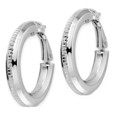 Sterling Silver 29mm Diamond-Cut Hoop Earrings – view 3