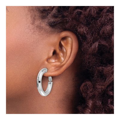 Sterling Silver 29mm Diamond-Cut Hoop Earrings – view 4