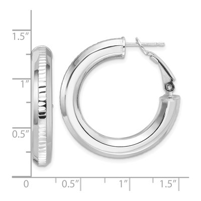 Sterling Silver 29mm Diamond-Cut Hoop Earrings – view 5
