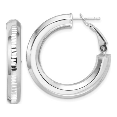 Sterling Silver 29mm Diamond-Cut Hoop Earrings