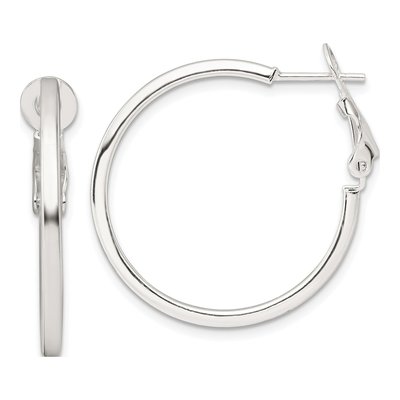 Sterling Silver 30mm Square Tube Hoop Earrings