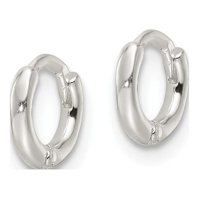 Sterling Silver 7.5mm Huggie Hoop Earrings – view 3