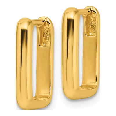 Gold-Plated Sterling Silver 15mm Rectangle Huggie Hoop Earrings – view 3
