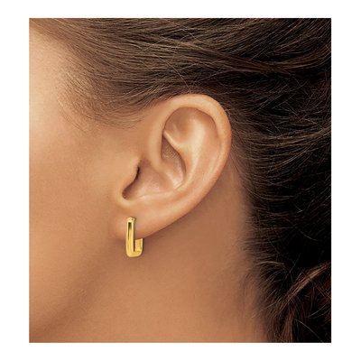 Gold-Plated Sterling Silver 15mm Rectangle Huggie Hoop Earrings – view 4