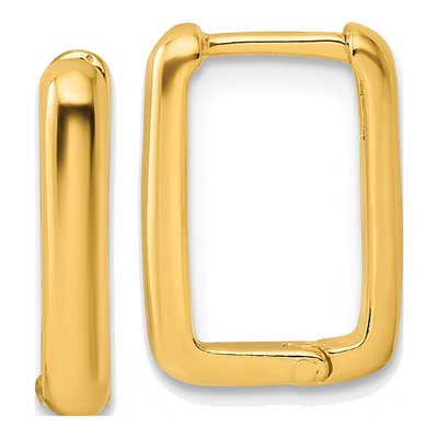 Gold-Plated Sterling Silver 15mm Rectangle Huggie Hoop Earrings
